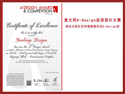 友昆標(biāo)識-意大利A-design全球設(shè)計大賽 南沙大崗片區(qū)環(huán)境圖像項(xiàng)目A-design獎